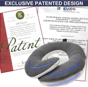 A pillow with a patent and a certificate.