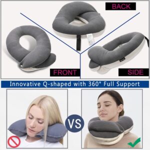 A picture of a travel pillow with two different types of neck support.